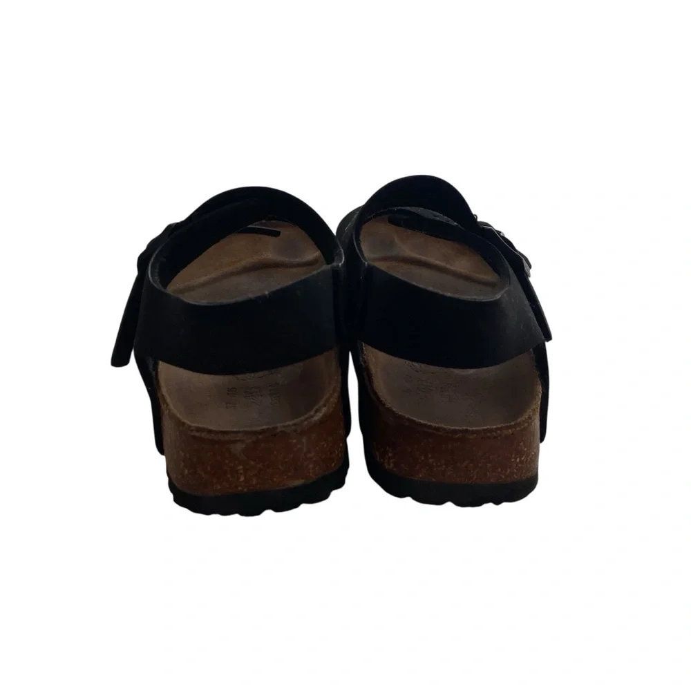 Birkis Birkenstock Black Sandals with Adjustable Straps and Cork Footbed W6 - Picture 9 of 13